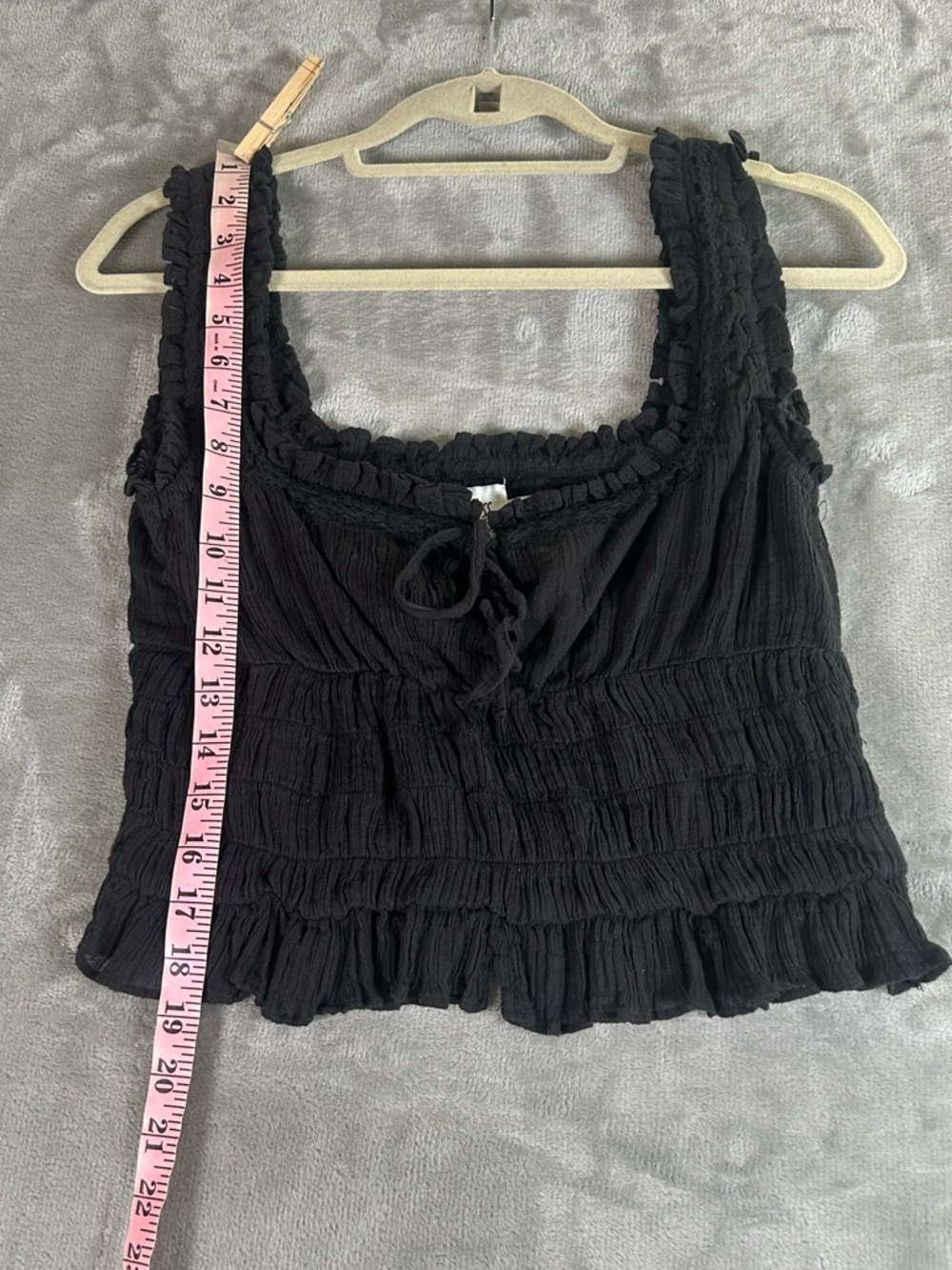 Princess Polly Black Smocked Square-Neck Crop Tank Top - Picture 5 of 7